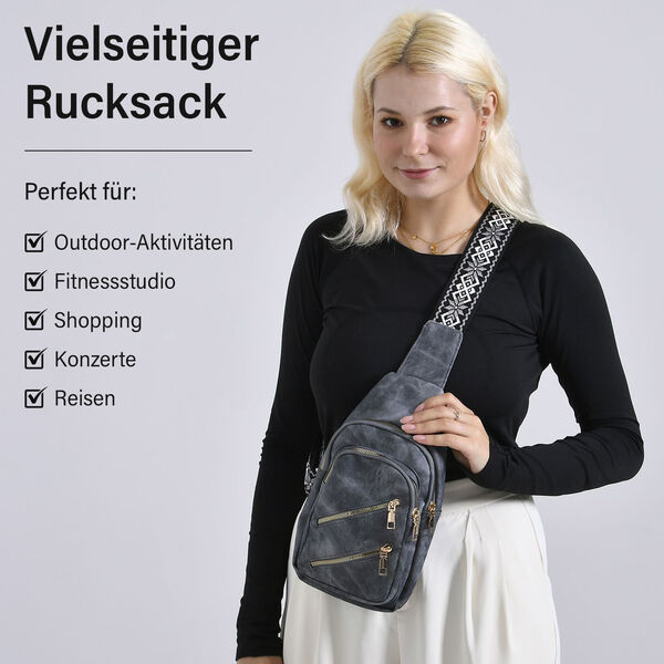 Rucksack aus Nylon mit RFID-Schutz, 19x8x32 cm, Grau image number 2