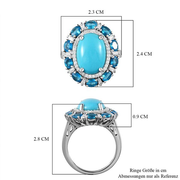 Nat&uuml;rlicher Sleeping Beauty T&uuml;rkis, Neon Apatit und Zirkon-Ring - 6,71 ct. image number 6