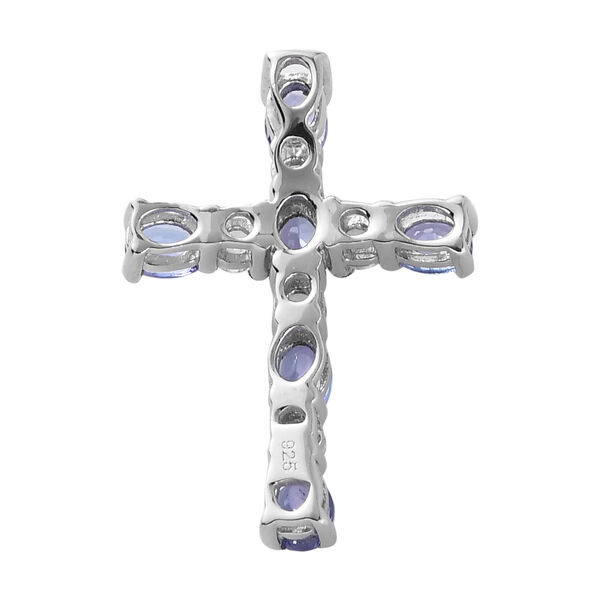 AAA Tansanit und Zirkon Kreuz-Anh&auml;nger, 925 Silber platiniert ca. 1,75 ct image number 5