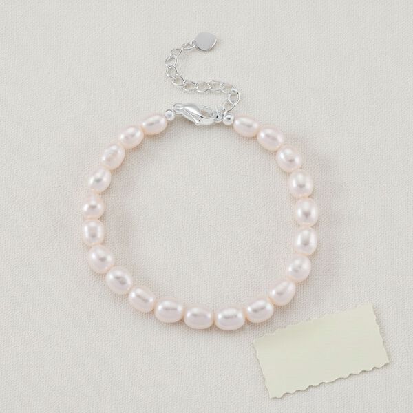 Wei&szlig;es S&uuml;&szlig;wasser Perle Armband in Silberton image number 2