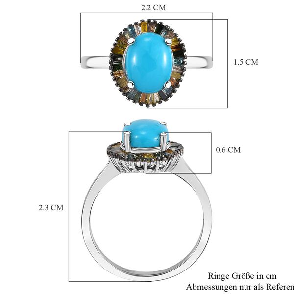 AA Amerikanischer, natürlicher Sleeping Beauty Türkis und mehrfarbiger Diamant-Ring - 2,44 ct. image number 6