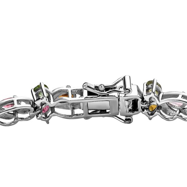Nat&uuml;rlicher mehrfarbiger Turmalin Armband ca. 20 cm 925 Silber platiniert ca. 8.84 ct image number 4