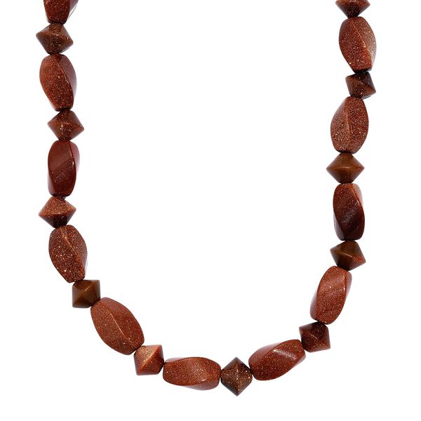 Gold Sandstein Halskette ca. 45 cm Nickelfreies Messing platiniert ca. 220.00 ct image number 0