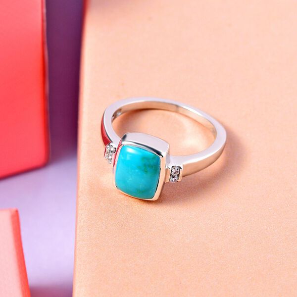 Sierra Nevada T&uuml;rkis und Zirkon Ring, 925 Silber platiniert, 2,20 ct. image number 2