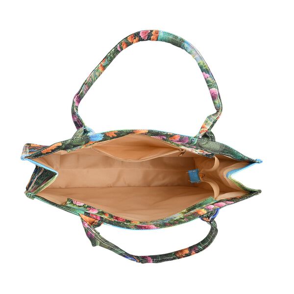 Pfau Muster Design Set, Shopper und Handy Umhängetasche, 40 x 12 x 35 cm, Mehrfarbig image number 5