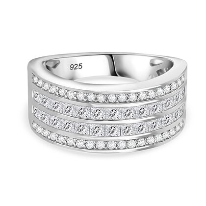 Moissanit Ring 925 Silber 750 Gelbgold Vermeil (Gr&ouml;&szlig;e 16.00) ca. 1,60 ct