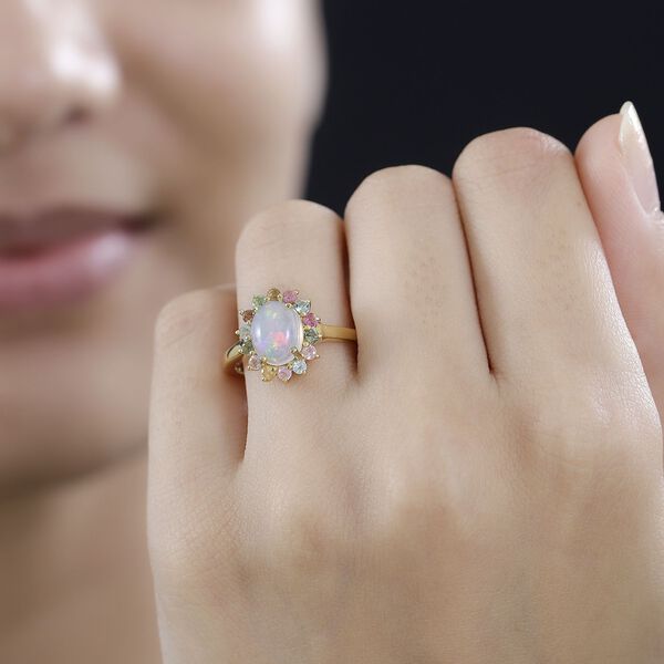 AA Natürlicher, äthiopischer Welo Opal und Multi-Turmalin-Ring - 1,77 ct. image number 3