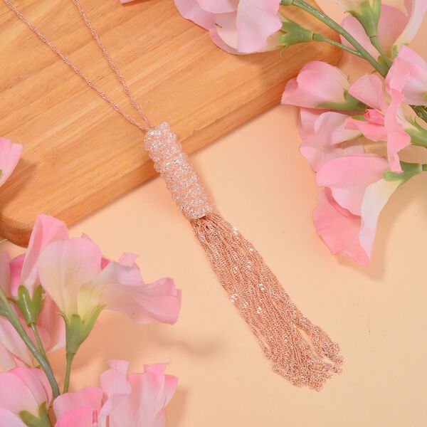 Wei&szlig;er Kristall Halskette ca. 70 cm Reines Messing image number 2