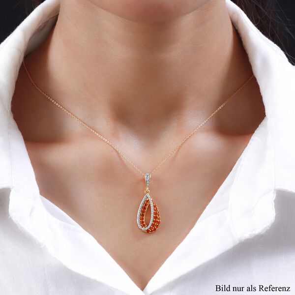 Salamanca Feueropal-Anh&auml;nger mit Kette, 925 Silber vergoldet ca. 0.70 ct image number 2