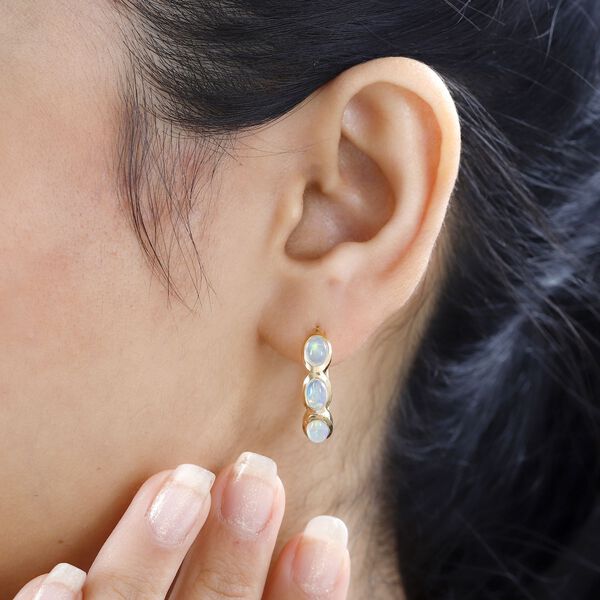 AA Natürlicher, äthiopischer Welo Opal Ohrringe 925 Silber Gelbgold Vermeil ca. 1.96 ct image number 8