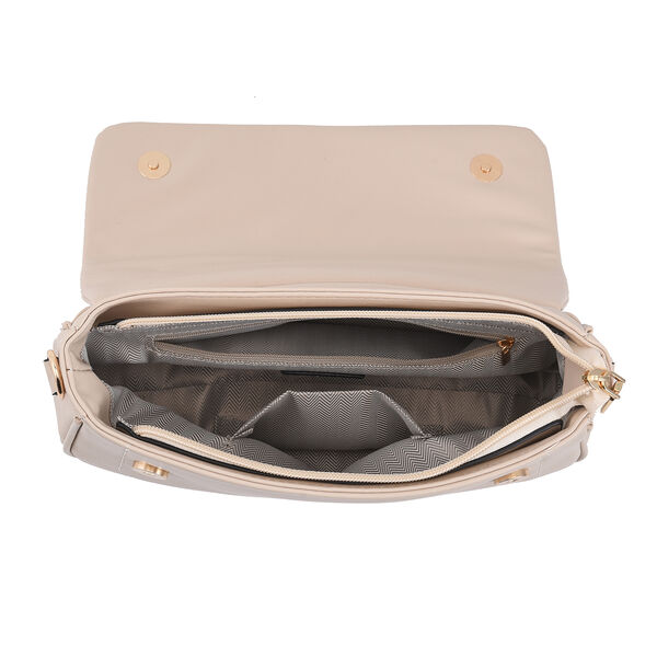 Umhängetasche aus Kunstleder mit abnehmbarem Riemen, Größe 27x7x15 cm, Beige image number 6