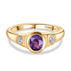 AAA Natürlicher Farbwechsel Saphir, Lab Grown Diamant Ring 925 Silber 750 Gelbgold Vermeil (Größe 17.00) ca. 1,09 ct