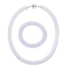 2er Set - Weißer Kristall Halskette und Armband, flexibel