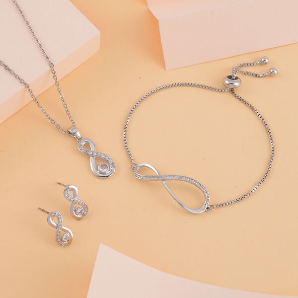 Wei&szlig;er Zirkonia Schmuckset Reines Messing image number 2