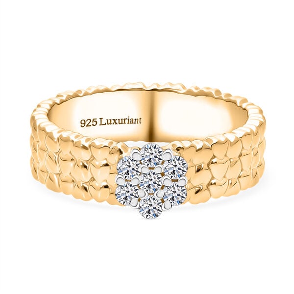 LUXURIANT SI-GH Labor Diamant Ring mit Herzmotiven, 925 Silber 750 Gelbgold Vermeil - 0,25 ct. image number 0