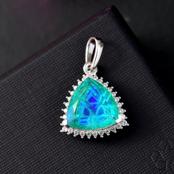 Pfau Triplett Quarz und Zirkon Anhänger -10,95 ct. image number 2