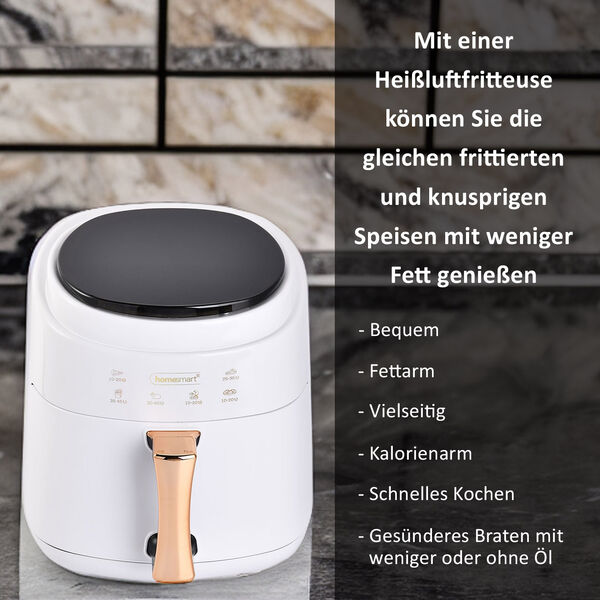 Homesmart: Digitales Heißluftfritteuse, 8L Kapazität, 1400W, weiß image number 3