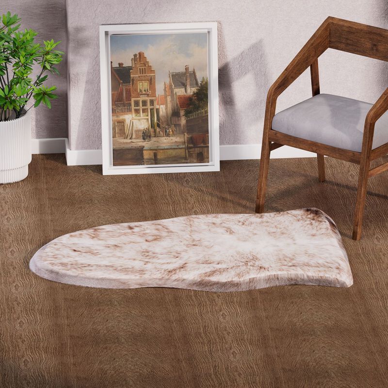 Luxury Edition: Wolkenweicher Kunstfell Teppich mit Anti-Rutsch-Unterseite,  2200 GSM, 60x100 cm, Weiß Beige
