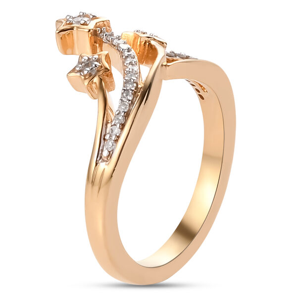 Diamant 3 Stern Ring 925 Silber Gelbgold Vermeil image number 5