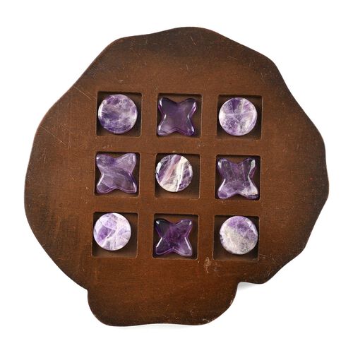 Tic tac toe with gemstone (Rose quatz) cross & zero
