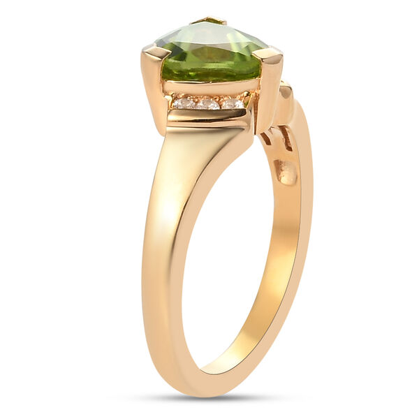 Nat&uuml;rlicher Peridot und Zirkon Solit&auml;r Ring 925 Silber vergoldet  ca. 2,07 ct image number 5