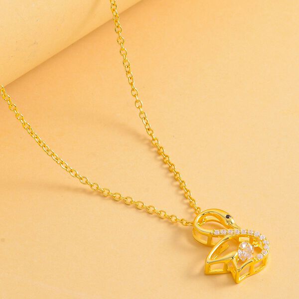 Wei&szlig;er und schwarzer Zirkonia-Anh&auml;nger mit Kette - 0,61 ct. image number 3