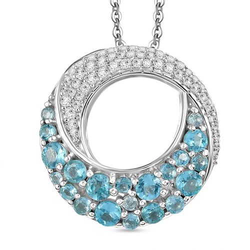 D'joy AA Betroka Blauer Apatit Anhänger mit Kette (ca. 50 cm), 925 Silber rhodiniert ca. 2,95 ct. image number 0