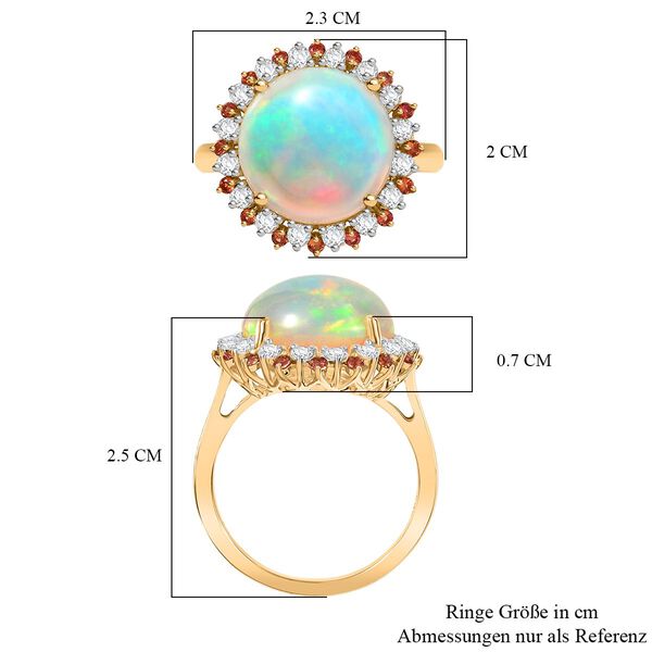 AAA Nat&uuml;rlicher, &auml;thiopischer Welo Opal, Padparadscha Saphir, Lab Grown Diamant Ring 585 Gold (Gr&ouml;&szlig;e 17.00) ca. 6.72 ct image number 6