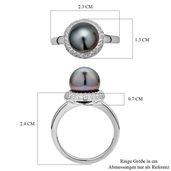 Tahiti Perle und Zirkon-Ring, 8-9mm image number 6