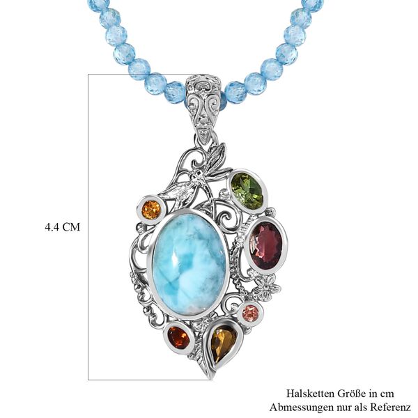Larimar, Blautopas und mehrfarbiger Turmalin-Anh&auml;nger mit Kette - 108,70 ct. image number 6