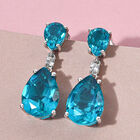 Capri-Blau Triplett Quarz-Ohrringe, 925 Silber platiniert ca. 13,52 ct image number 1