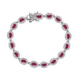 Afrikanischer Rubin (Fissure gefüllt) Armband ca. 19 cm 925 Silber platiniert ca. 11.50 ct