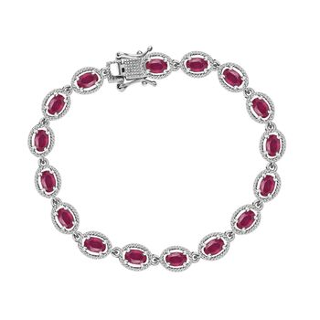 Afrikanischer Rubin (Fissure gef&uuml;llt) Armband ca. 19 cm 925 Silber platiniert ca. 11.50 ct