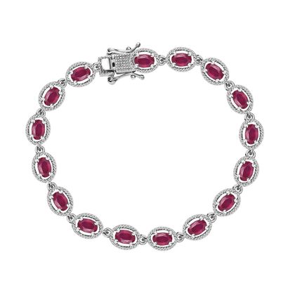 Afrikanischer Rubin (Fissure gef&uuml;llt) Armband ca. 19 cm 925 Silber platiniert ca. 11.50 ct