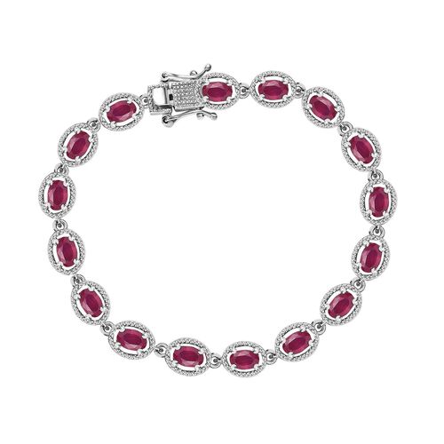 Afrikanischer Rubin (Fissure gefüllt) Armband ca. 19 cm 925 Silber platiniert ca. 11.50 ct image number 0