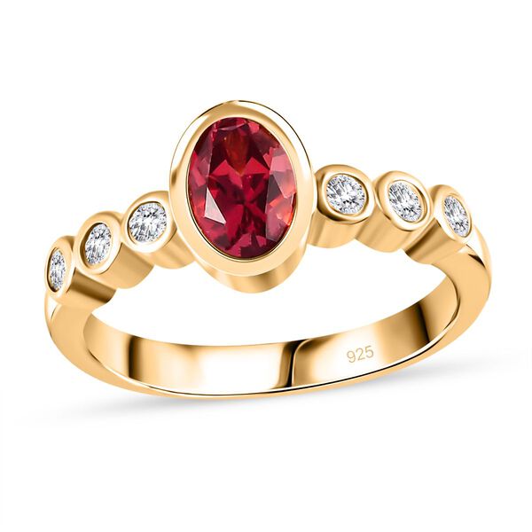 Lab Created Padparadscha-Saphir Schmuckset 925 Silber Gelbgold Vermeil ca. 2,76 ct. image number 4