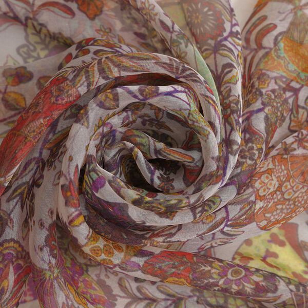 LA MAREY bedruckter Seidenschal, Orange und braun image number 4