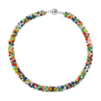 2er Set - Mehrfarbiger Kristall Halskette und Armband, flexibel