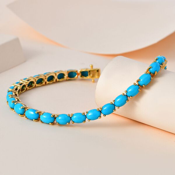 Amerikanisches natürliches Sleeping Beauty Türkis Armband, ca. 19 cm 925 Silber vergoldet ca. 17.55 ct image number 2