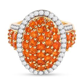 Salamanca Feueropal-Ring, 925 Silber vergoldet (Größe 21.00) ca. 2.53 ct
