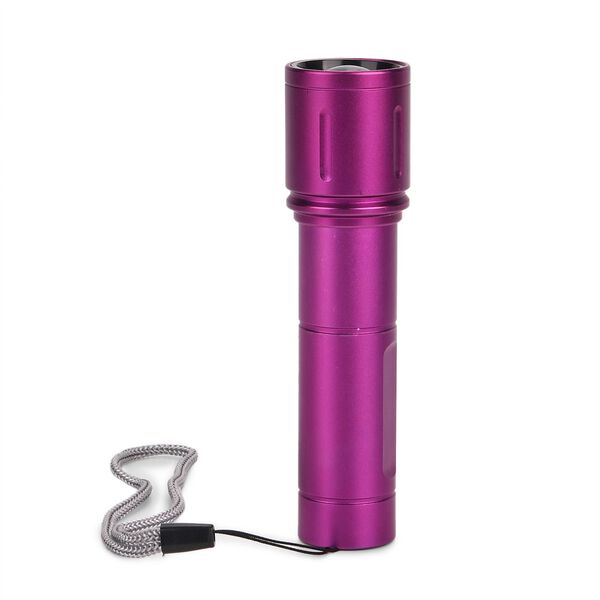 LIVMORE 6 in 1 LED-Taschenlampen aus Metall mit SOS Funktion, wiederaufladbar, 14x3,5 cm, Lila image number 3