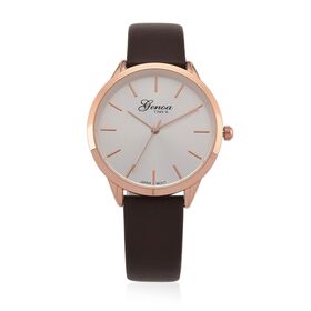 GENOA TIME - Armbanduhr Legierung, roséfarben, Zifferblatt Weiß-Sunshine, 3 ATM wasserdicht