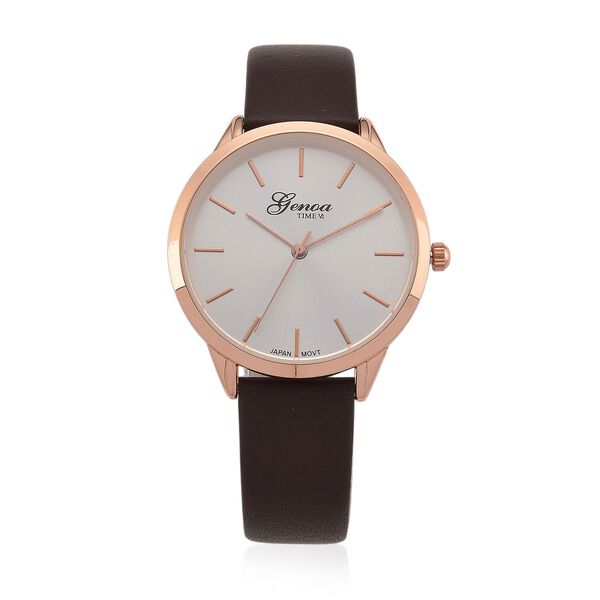 GENOA TIME - Armbanduhr Legierung, roséfarben, Zifferblatt Weiß-Sunshine, 3 ATM wasserdicht image number 0