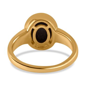 Nat&uuml;rlicher Schwarzer Stern Saphir Ring, 925 Silber Gelbgold Vermeil (Gr&ouml;&szlig;e 19.00) ca. 4.35 ct