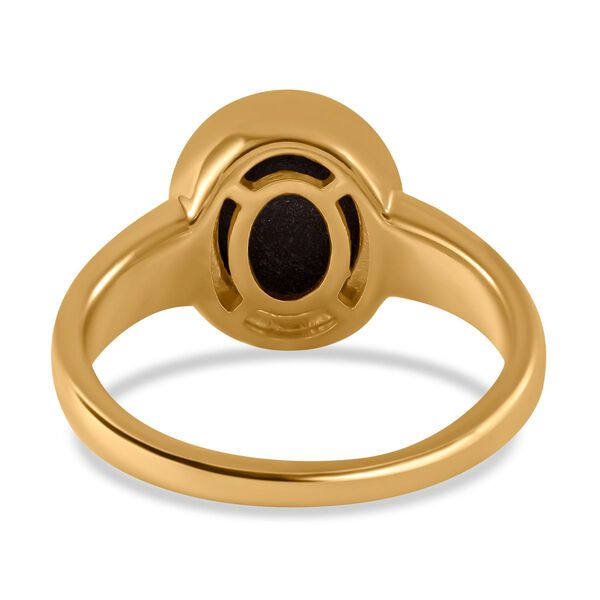 Nat&uuml;rlicher Schwarzer Stern Saphir Ring, 925 Silber Gelbgold Vermeil (Gr&ouml;&szlig;e 19.00) ca. 4.35 ct image number 3