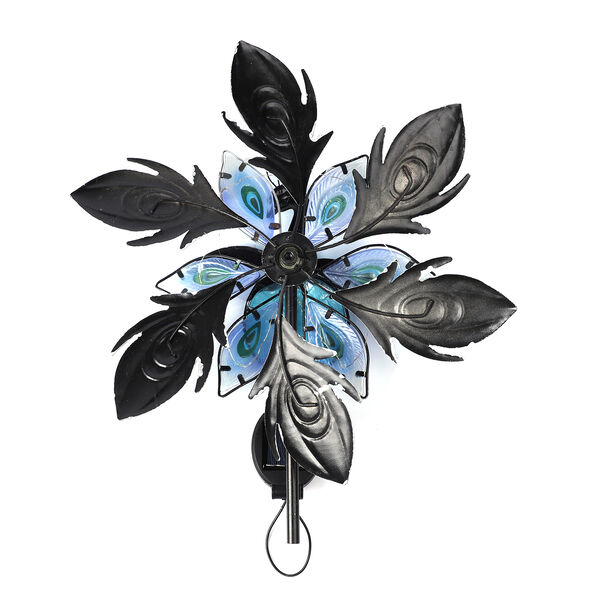 Handbemaltes Windrad Pfau mit Solarlicht, Größe 25x15x117 cm, Mehrfarbig image number 4