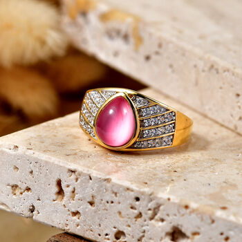 D'Joy Flamingo Mondstein und Zirkon Ring - 3,06 ct.