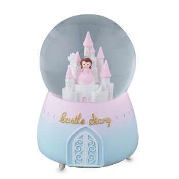 Glitzerkugel mit Musik, Schloss und M&auml;dchen, 3xAAA Batterie (nicht inkl.), Gr&ouml;&szlig;e 15x10, Rosa