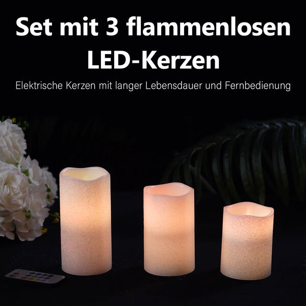 Set aus 3 batteriebetriebenen LED-Kerzen mit Fernbedienung image number 4
