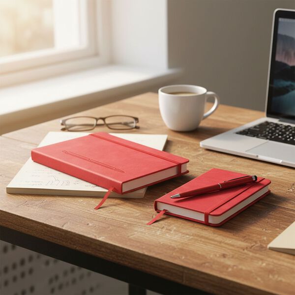 LIVMORE 3er-Set Notizbuch A6 und A5 mit Stift, 22,8x22,2x4cm, Rot image number 1